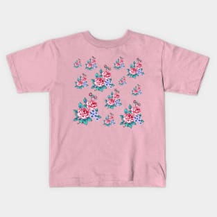 Delicate Rose and Flower Pattern Kids T-Shirt